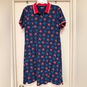 Lands’ End patriotic star fish polo style dress - size M red/white/blue